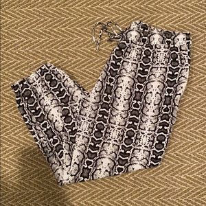 Express Ankle High Rise Snakeskin Print Joggers